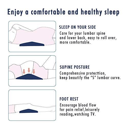 Soft Memory Foam Sleeping Pillow for Lower Back Pain,Multifunctional Lumbar Support Cushion for Hip,Sciatica and Joint Pain Relief,Orthopedic Side Sleeper Bed Pillow