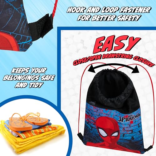 Disney Kids Drawstring Bags - Swimming Bag, School PE Bag (Red/Blue Spiderman) - color: Red/Blue Spiderman