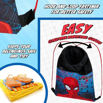 Disney Kids Drawstring Bags - Swimming Bag, School PE Bag (Red/Blue Spiderman) - color: Red/Blue Spiderman