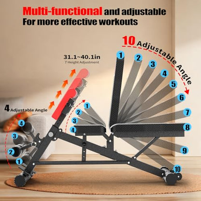 K KiNGKANG Adjustable Weight Bench,Multi-Functional Roman Chair for Full All-in-One Body Workout Hyper Back Extension and Sit up - color: Daek Gray