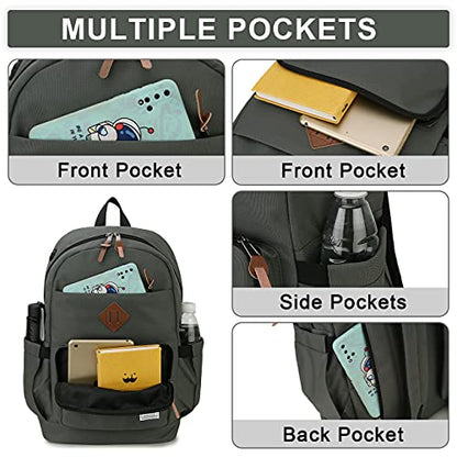 RAVUO School Backpack for Men Women, Water Resistant 15.6 inch Laptop Bag College Bookbag Casual Daypack Travel Rucksack - color: Grey