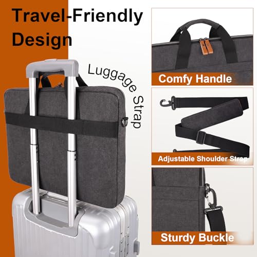 ESTARER Laptop Bag 17-17.3 Inch, Protactive Computer Bag Men, Water-resistant Canvas Laptop Case Slim Laptop Sleeve Fits Dell XPS/HP Pavilion/Ideapad/Acer/HP Omen/LG Gram, Dark Grey - color: Dark Grey-canvas, size: 17-17.3 Inch