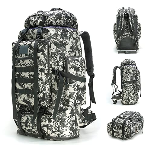 100L Hiking Camping Backpack MOLLE Rucksack Waterproof Daypack for Traveling (City Camo) - color: Citycamo