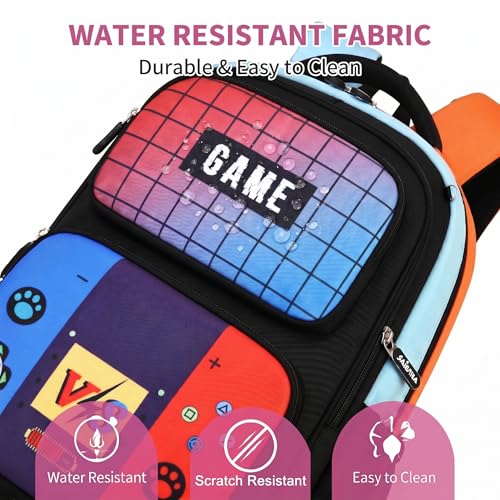 3PCS Kids Backpack Set, School Backpack with Lunch Bag & Pencil Case, Lightweight Waterproof Bookbag for Kids (Game Console) - color: Game Console