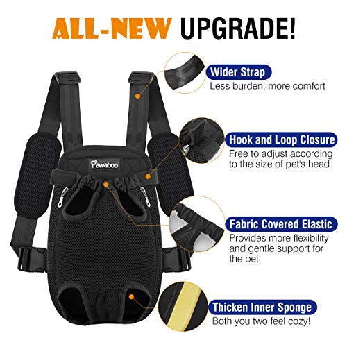 Pawaboo Pet Carrier Backpack, Adjustable Pet Front Cat Dog Carrier Backpack Travel Bag, Legs Out, Easy-Fit for Traveling Hiking Camping for Small Medium Dogs Cats Puppies 2.5-5lbs, S, Black - color: A-Black, style: Small (Pack of 1)