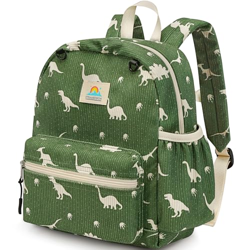 STEAMEDBUN Corduroy Toddler Backpack for Boys 2-4: Kids backpack for Boys Girls - 12 inch Preschool Kindergarten Backpacks - Dinosaur - color: Dinosaur Green Corduroy, size: MINI-12"H(not fit folder)