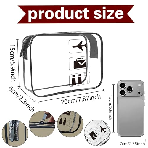 Clear Toiletry Bag, 2 Pack TSA Approved Carry on Travel Accessories Bag for Women Men, Airport Airline Cosmetic Bag (Hair Stuff-2-2pc) - color: Hair stuff-2-2pc
