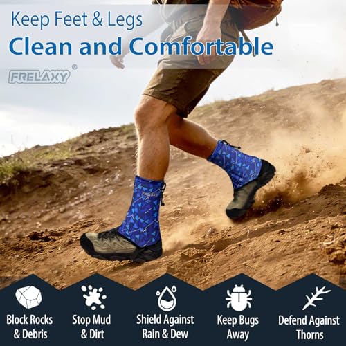 Frelaxy Ultralight Trail Gaiters for Hiking & Running – Breathable, Wear-Resistant Low Shoe Gaiters, Protect Feet from Rocks, Mud, Dust & Debris - color: Blue