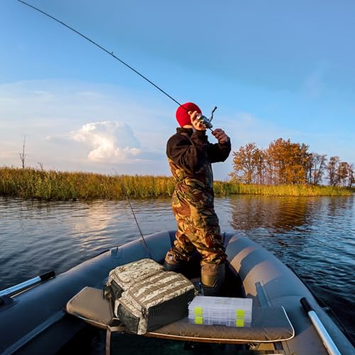 N NEVO RHINO Fishing Tackle Backpack with Rod Holders, 40L Large Fishing Bag with Waterproof Rain Cover,Outdoor Tackle Bag - color: Camouflage Yellow Pack without 4 Trays, size: Pack without 4 Trays