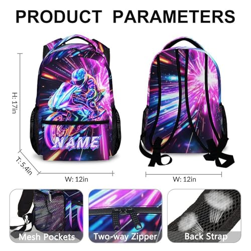 Boys Backpack Personalized Motorcycle Backpacks for Kids Toddler, Cool Print Custom Bookbag for Preschool Primary Kindergarten - color: Green