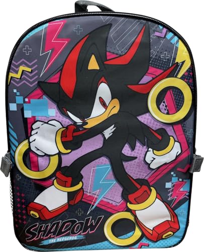 Ruz Sonic the Hedgehog 16 Inch Backpack with Detachable Matching Lunch Box, Shadow Kid's School Bag - style: Shadow