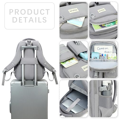 abshoo Large Heavy Duty Backpack For School College Bookbag Casual Multi Pocket Travel Backpacks - color: Grey