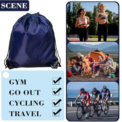 Drawstring Backpack 4PCS Bulk String Backpack Drawstring Bags Sport Gym Cinch Bag Nylon String Bag for Women Men (Blue 4PCS) - color: Blue 4pcs