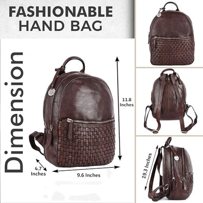 Brown Leather Backpack for Men & Women, 20L Capacity - color: Brown