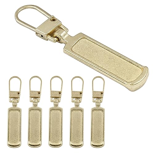 Hitefu 6PCS Zipper Pull Replacement, Upgraded Zipper Tags Cord Pulls for Purse Jacket Backpack Boots Coat Suitcase Jeans Luggage Dresses, Universal Zipper Slider Handle Mend Kit, (Gold) - style: Gold
