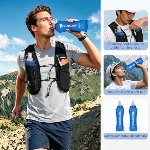BECOJADDE 5L Running Vest for Women, Hydration Backpack Lightweight & Breathable for Trail Running, Marathon, Hiking, Cycling - color: Black
