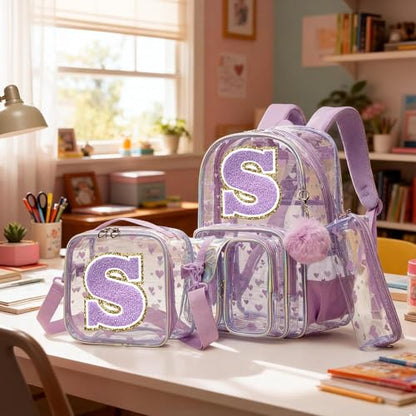 HTgroce Purple S Heavy duty Clear Backpack Kids Transparent Backpacks for School Girls Elementary Bookbag Stadium Concert College Approved See-Through School - color: Purple S