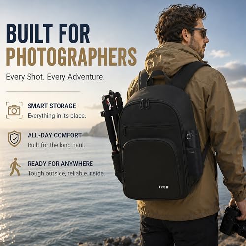 Camera Backpack for Photographers, DSLR Camera Bag with 13.5” Laptop Compartment & Tripod Holder, Professional Photography Camera Case Compatible for Sony Canon Nikon Travel Hiking Gift Black Orange - color: Grey