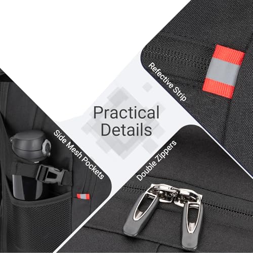 48L Expandable Laptop Backpack, Anti-thief Travel Backpack, Airline Approved Business Waterproof Carry on Luggage, Fits 17.3" Laptop for Men Women - color: Black, size: 17.3 inches