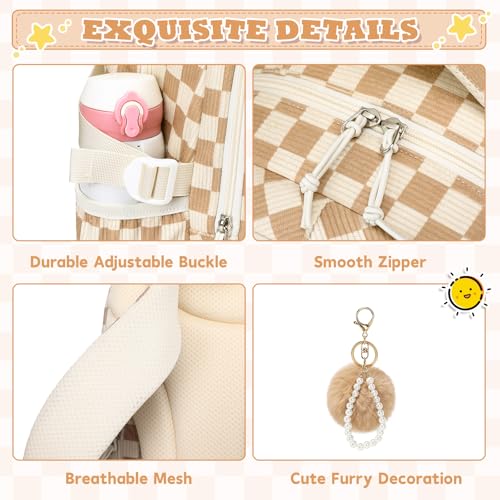 MUSEVOS Girls Backpack, Elementary Middle School Backpack, Large Capacity Kids Bookbag - color: Khaki