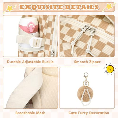 MUSEVOS Girls Backpack, Elementary Middle School Backpack, Large Capacity Kids Bookbag - color: Khaki