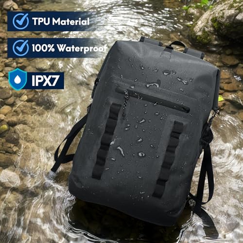 Haimont Waterproof Dry Backpack 30L TPU Lightweight Roll Top Dry Bag for Men Women, Beach, Kayaking, Travel, Hiking - color: Black