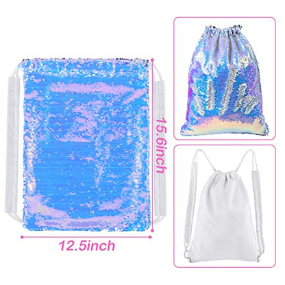 MHJY Sparkly Drawstring Backpack Mermaid Sequin Dance Bag Sports Gym Beach Swim Backpack Birthday Easter Gift Bag | Dance Bag - color: Mermaid Purple/Silver