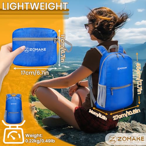 ZOMAKE Ultra Lightweight Hiking Backpack 20L, Packable Small Backpacks Water Resistant Daypack for Women Men(Dark Blue) - color: Dark Blue-a