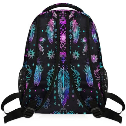 Kids School Backpack Purple Blue Dreamcatcher Large Bookbag for Elementary Students Boys Girls Lightweight Travel Casual Daypack Water Resistant Outdoor Hiking Sport Rucksack - color: Purple Blue Dreamcatcher