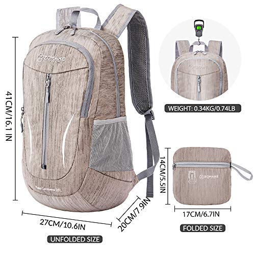 ZOMAKE 25L Ultra Lightweight Packable Backpack, Foldable Hiking Backpacks Water Resistant Small Folding Daypack for Travel(Light Gray) - color: Light Gray