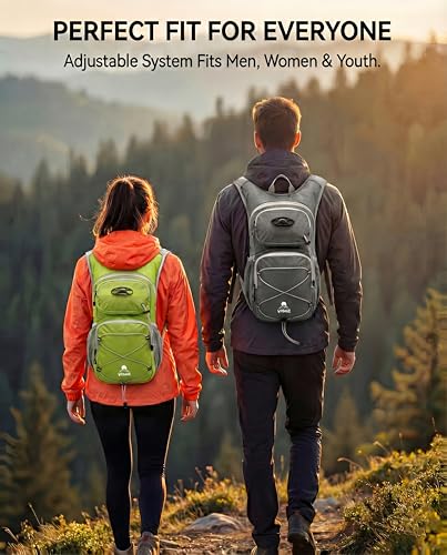 Hydration Hiking Backpack, Water Hiking Backpack, Hydration Backpack with 15l Water Bladder, Runinnng Backpack for Men Women for Cycling Campling - color: Black