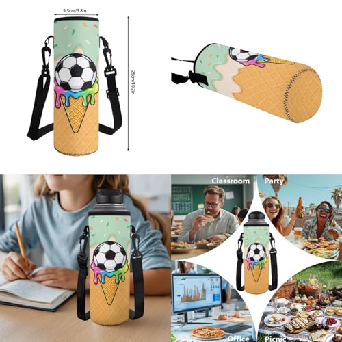 Talayituse Soccer Ice Cream Drip Print 6-Piece Kids Backpack Set for Boys, Includes Backpack, Lunch Bag, Pencil Case, Water Bottle Holder, Bookmark & Keychain for School, Travel, Sports - color: Soccer Ice Cream Drip