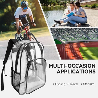 Custom 17in Clear Backpack, Personalized Transparent Backpack with Name Text, Customized Heavy Duty PVC See Through Bag for Stadium Sport Travel Camping Ideal Gift - color: Style 3