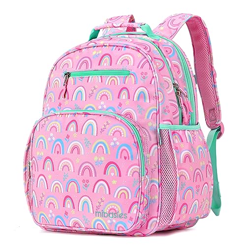 mibasies Girls Backpack: Large Kids Backpack Girls for Elementary School with Laptop Compartment - Rainbow Pink - color: Rainbow, style: School-17"h