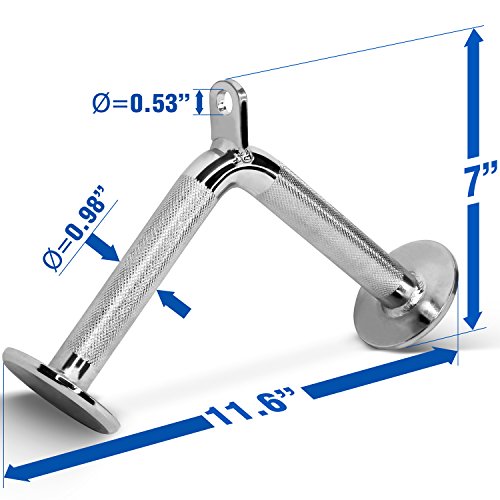 Yes4All Cable Machine Attachment, Row Handles, Tricep Rope, Straight Bar, V Bar, LAT Pulldown Accessories Load 880 LB for Home Gym - color: E. V Bar - Chrome