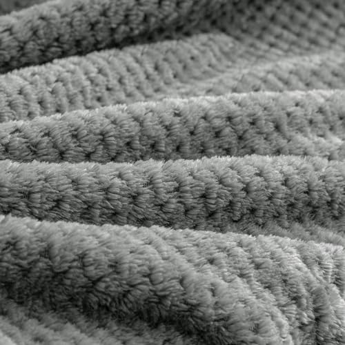 BEDELITE Travel Blanket with Bag, Ultra-Soft Jacquard Fleece Blanket with Luggage Sleeve & Backpack Clip, Airplane Blanket Travel Essentials, Grey - color: Grey