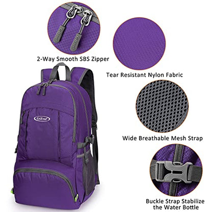 G4Free 40L Lightweight Packable Hiking Backpack, Waterproof Travel Daypack - color: Purple