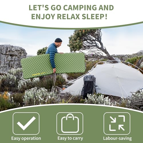 Naturehike 27oz Ultralight Sleeping Pad, Insulated Inflatable Sleeping Pad 4.6R, Lightweight Sleeping Mat for Camping, Hiking, Backpacking, with Air Pump Sack - size: Rectangular XL