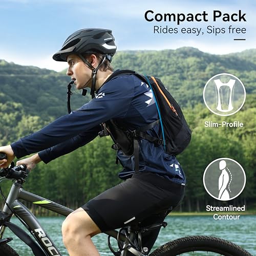 MARCHWAY Lightweight Hydration Backpack with Vest Style Straps & 2.5L TPU Water Bladder, Versatile Sleek Multi-Pocket Pack for Hiking, Cycling, Running, Backpacking, Travel - color: Black