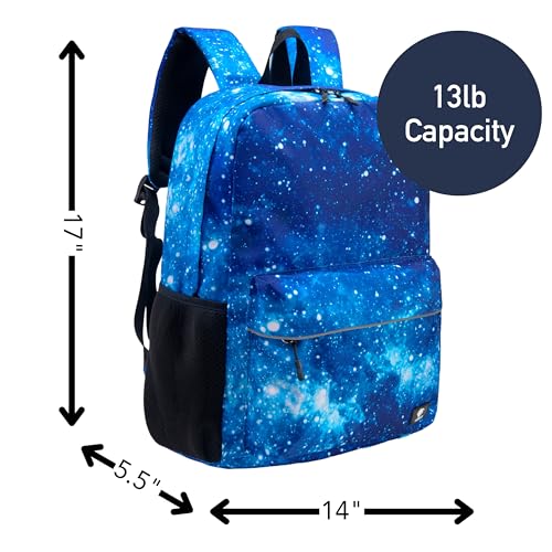Fenrici Galaxy Backpack for Boys, Girls, Teens, Boys' Pack for School, Kids' Bookbags with Padded Laptop Compartment, Space Backpack, Blue Galaxy, 17 Inch - color: Blue Galaxy