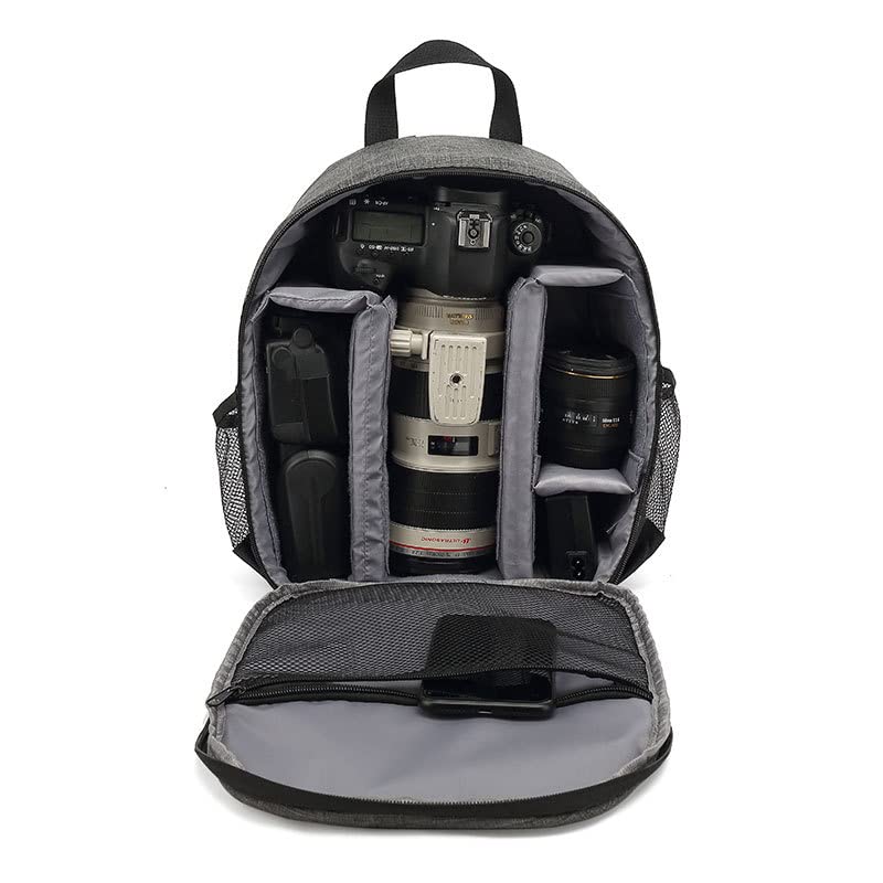 Camera Backpack Waterproof Camera Bag Large Capacity Camera Case For Men Women (Grey) - color: Grey