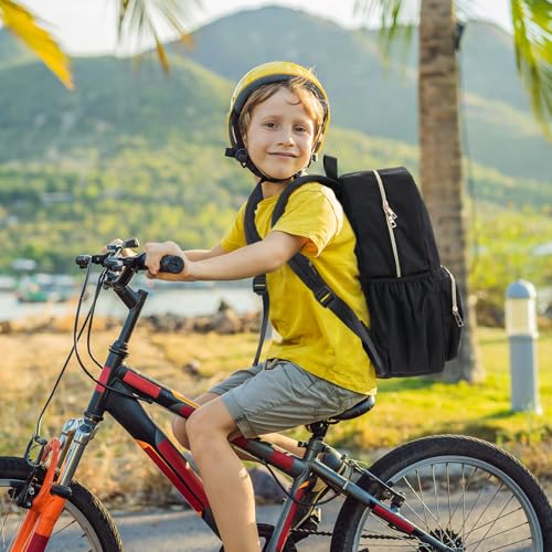1 Piece Nylon Backpack Kids School Backpack for Toddler Girls Boys Plain Waterproof Preppy Bookbags Travel for Student (Black) - color: Black