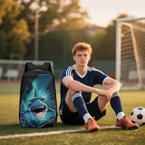 Basketball Backpack With Separate Ball Compartment And Shoes Fit Basketball Volleyball Football - color: Fierce Shark
