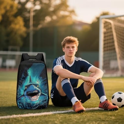 Basketball Backpack With Separate Ball Compartment And Shoes Fit Basketball Volleyball Football - color: Fierce Shark
