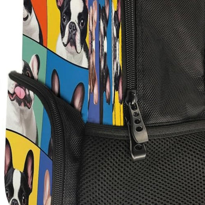 Supdreamc Lightweight Backpack for Gym Travel Bicycle, Big Capacity Multipurpose Anti-Theft Carry On Bag, French Bulldog Pet Travel Hiking Bag Day Pack - color: Pattern 439