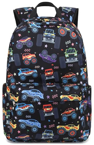 LEDAOU Kids Backpack for Boys Girls Preschool Kindergarten Elementary School Bookbag Toddler School Bag with Chest Strap - color: Colorful Big Car