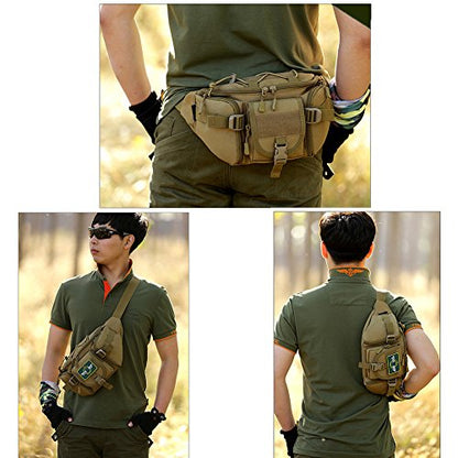 CREATOR Tactical Waist Pack Military Fanny Pack Outdoor Army Waist Bag Large Waist Pack for Daily Life Cycling Camping Hiking Hunting Fishing Black Camo Black - color: Camo Black