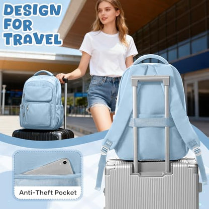 Backpack for Women Men Lighweght Casual Daypack Classic Waterproof Travel Daypack - color: Light Blue