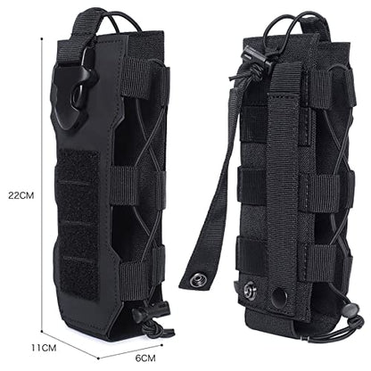 2023 Upgrade Laser Cut Design Molle Radio Pouch Holder & Molle Adjustable Water Bottle Holder 40 oz,Black/Green/Coyote Tan Tactical Bottle Pouch for Backpack Belt - color: Tan