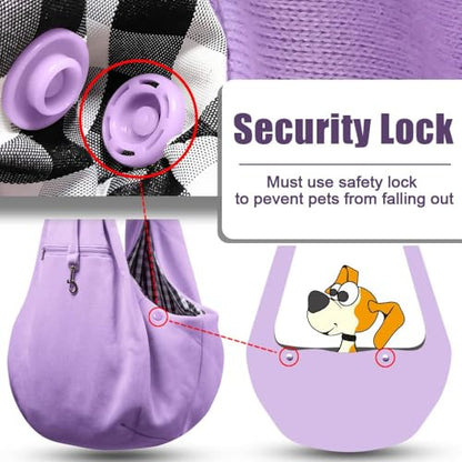 Tomkas Small Dog Sling Carrier - Zipper Pocket & Adjustable Strap - for 3-10 lbs Pets(Light Purple) - color: Light Purple